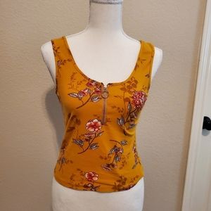Yellow floral crop top
